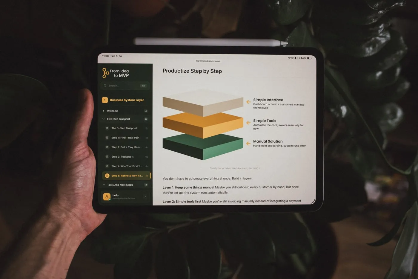 The Playbook open on an iPad